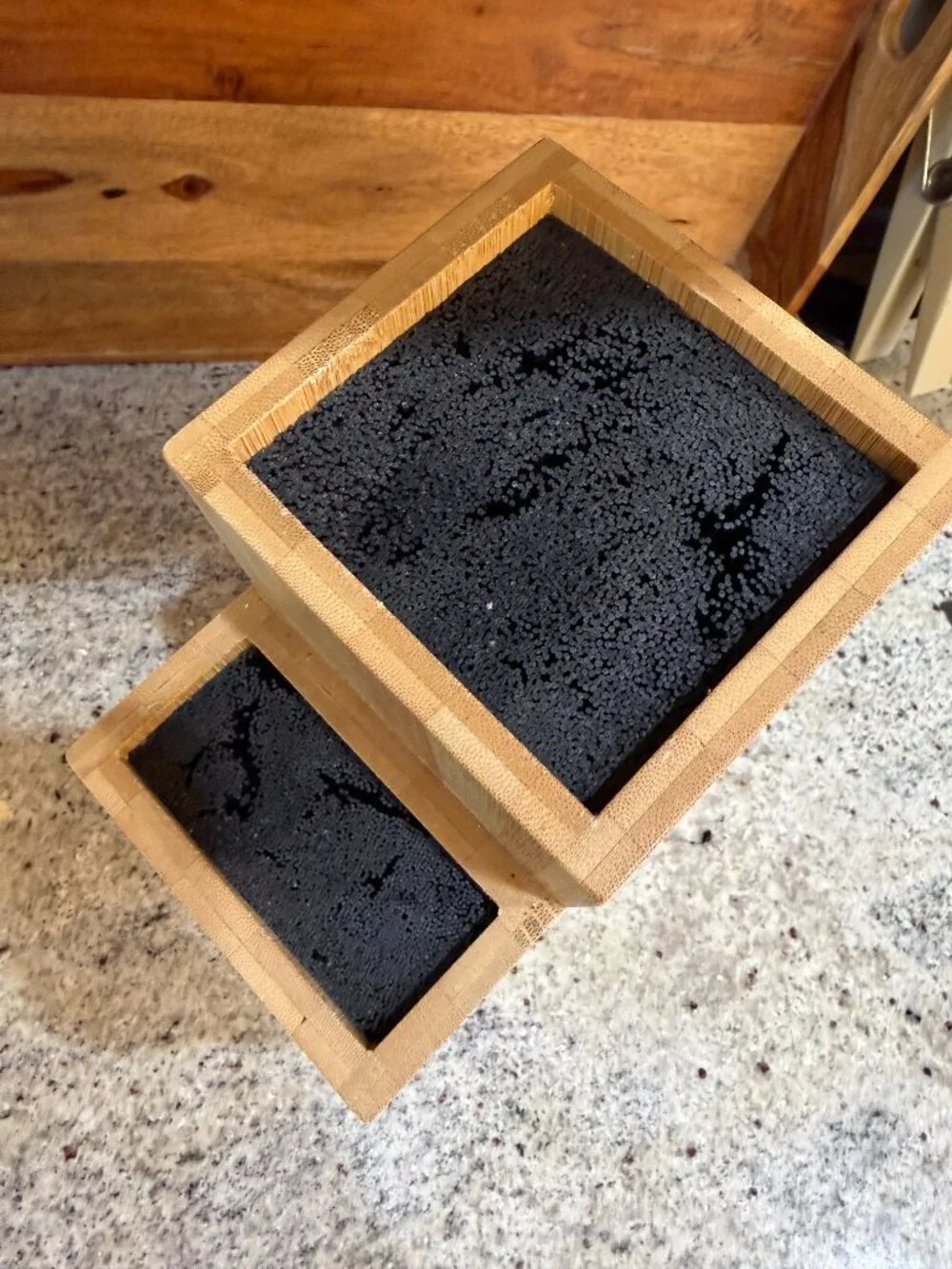 Two Section Universal Knife Block Light Wood